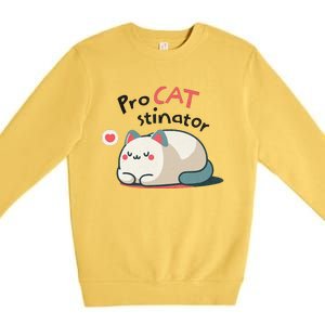 Pro Cat Stinator Adorable Lazy Cat Design Premium Crewneck Sweatshirt