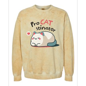 Pro Cat Stinator Adorable Lazy Cat Design Colorblast Crewneck Sweatshirt