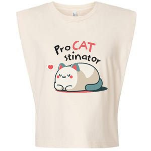 Pro Cat Stinator Adorable Lazy Cat Design Garment-Dyed Women's Muscle Tee