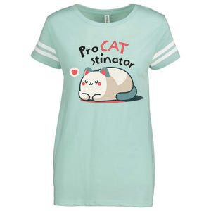 Pro Cat Stinator Adorable Lazy Cat Design Enza Ladies Jersey Football T-Shirt