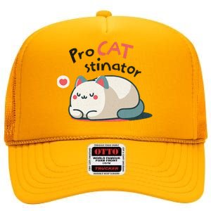 Pro Cat Stinator Adorable Lazy Cat Design High Crown Mesh Back Trucker Hat