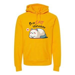 Pro Cat Stinator Adorable Lazy Cat Design Premium Hoodie