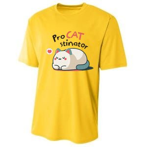 Pro Cat Stinator Adorable Lazy Cat Design Performance Sprint T-Shirt