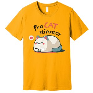 Pro Cat Stinator Adorable Lazy Cat Design Premium T-Shirt