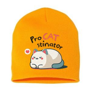 Pro Cat Stinator Adorable Lazy Cat Design Short Acrylic Beanie