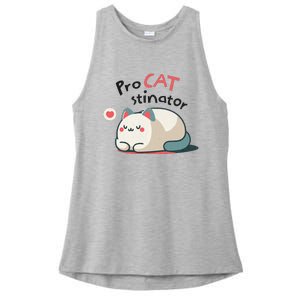 Pro Cat Stinator Adorable Lazy Cat Design Ladies PosiCharge Tri-Blend Wicking Tank