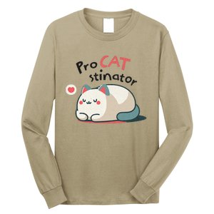 Pro Cat Stinator Adorable Lazy Cat Design Long Sleeve Shirt