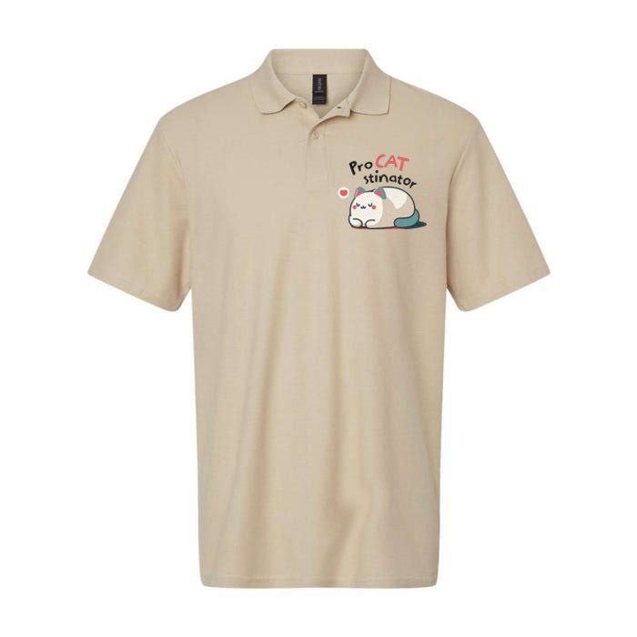 Pro Cat Stinator Adorable Lazy Cat Design Softstyle Adult Sport Polo