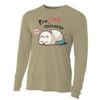 Pro Cat Stinator Adorable Lazy Cat Design Cooling Performance Long Sleeve Crew