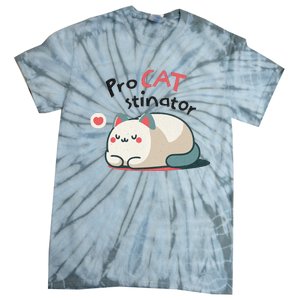 Pro Cat Stinator Adorable Lazy Cat Design Tie-Dye T-Shirt