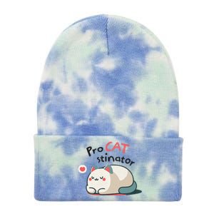 Pro Cat Stinator Adorable Lazy Cat Design Tie Dye 12in Knit Beanie