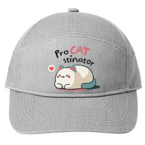 Pro Cat Stinator Adorable Lazy Cat Design 7-Panel Snapback Hat