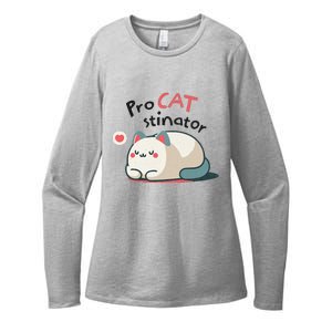 Pro Cat Stinator Adorable Lazy Cat Design Womens CVC Long Sleeve Shirt