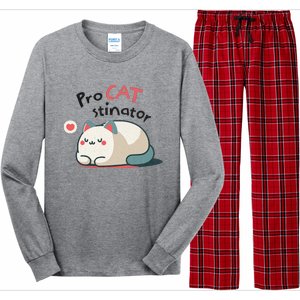 Pro Cat Stinator Adorable Lazy Cat Design Long Sleeve Pajama Set