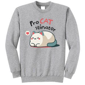 Pro Cat Stinator Adorable Lazy Cat Design Tall Sweatshirt