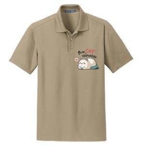 Pro Cat Stinator Adorable Lazy Cat Design Dry Zone Grid Polo