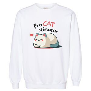 Pro Cat Stinator Adorable Lazy Cat Design Garment-Dyed Sweatshirt