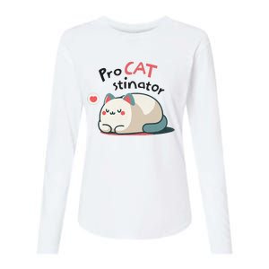 Pro Cat Stinator Adorable Lazy Cat Design Womens Cotton Relaxed Long Sleeve T-Shirt