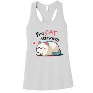 Pro Cat Stinator Adorable Lazy Cat Design Women's Racerback Tank