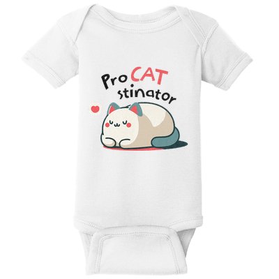 Pro Cat Stinator Adorable Lazy Cat Design Baby Bodysuit