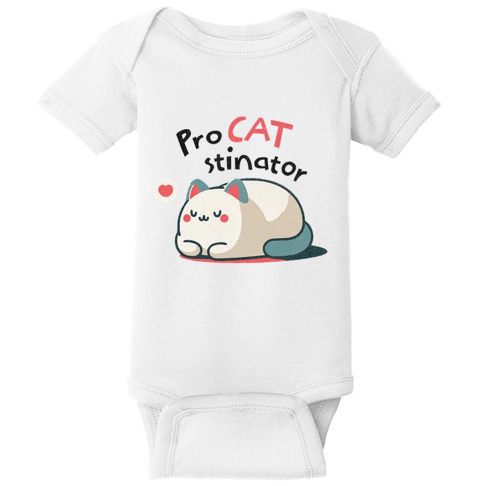 Pro Cat Stinator Adorable Lazy Cat Design Baby Bodysuit