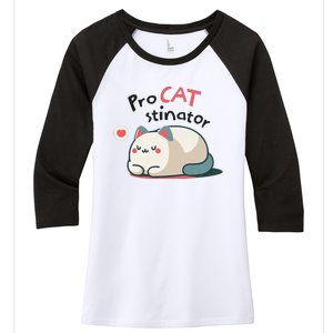 Pro Cat Stinator Adorable Lazy Cat Design Women's Tri-Blend 3/4-Sleeve Raglan Shirt