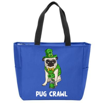 Pug Crawl St Patrick's Day Ing Bar Bartender Funny Gift Zip Tote Bag