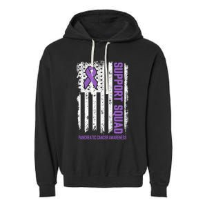 Pancreatic Cancer Support Squad Pancreatic Cancer Awareness Gift Garment-Dyed Fleece Hoodie