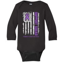 Pancreatic Cancer Support Squad Pancreatic Cancer Awareness Baby Long Sleeve Bodysuit