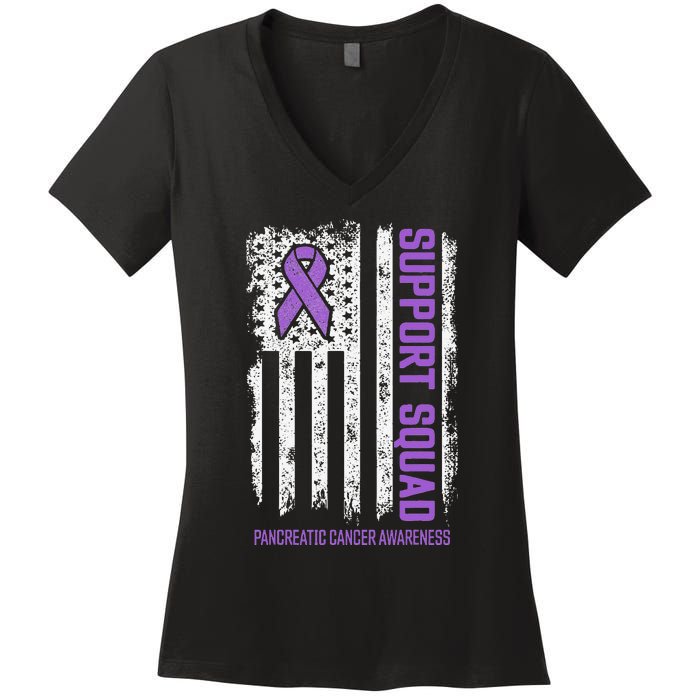 Pancreatic Cancer Support Squad Pancreatic Cancer Awareness Women's V-Neck T-Shirt