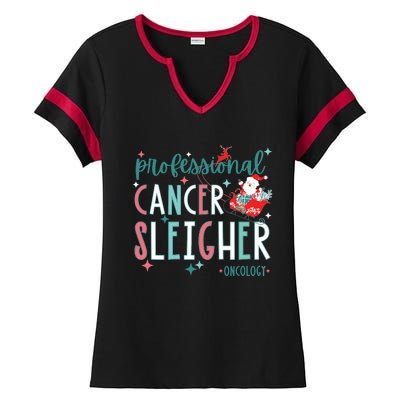 Professional Cancer Sleigher Oncology Nurse Christmas Women Ladies Halftime Notch Neck Tee