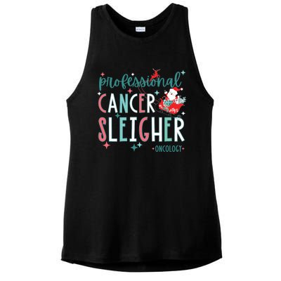 Professional Cancer Sleigher Oncology Nurse Christmas Women Ladies PosiCharge Tri-Blend Wicking Tank