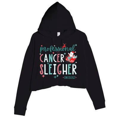 Professional Cancer Sleigher Oncology Nurse Christmas Women Crop Fleece Hoodie