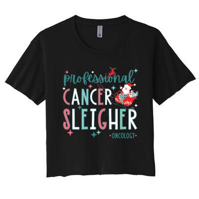 Professional Cancer Sleigher Oncology Nurse Christmas Women Women's Crop Top Tee