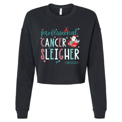 Professional Cancer Sleigher Oncology Nurse Christmas Women Cropped Pullover Crew