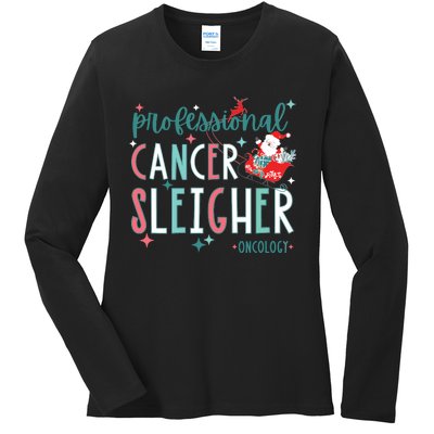 Professional Cancer Sleigher Oncology Nurse Christmas Women Ladies Long Sleeve Shirt