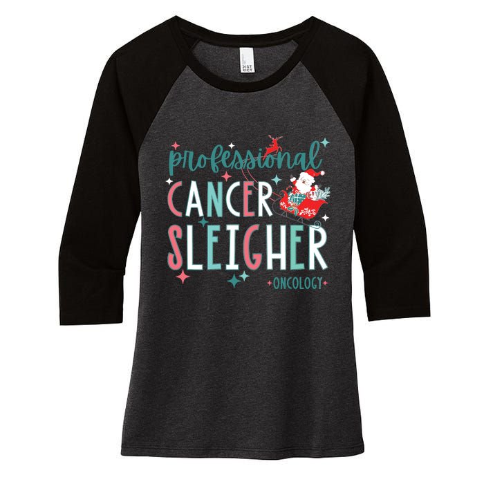 Professional Cancer Sleigher Oncology Nurse Christmas Women Women's Tri-Blend 3/4-Sleeve Raglan Shirt