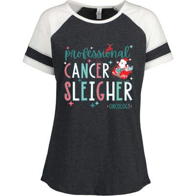 Professional Cancer Sleigher Oncology Nurse Christmas Women Enza Ladies Jersey Colorblock Tee