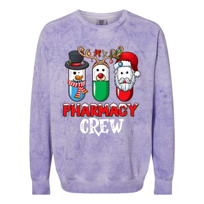 Pharmacy Crew Santa Claus Pills Pharmacist Christmas Pajama Gift Colorblast Crewneck Sweatshirt