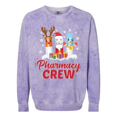 Pharmacy Crew Santa Claus Reindeer Pill Xmas Pharmacist Gift Colorblast Crewneck Sweatshirt