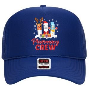 Pharmacy Crew Santa Claus Reindeer Pill Xmas Pharmacist Gift High Crown Mesh Back Trucker Hat