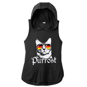 Purrost Cat Sunglasses German Flag Germany Prost Oktoberfest Ladies PosiCharge Tri-Blend Wicking Draft Hoodie Tank