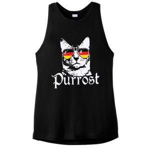 Purrost Cat Sunglasses German Flag Germany Prost Oktoberfest Ladies PosiCharge Tri-Blend Wicking Tank