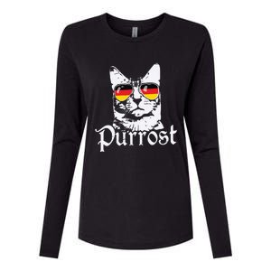 Purrost Cat Sunglasses German Flag Germany Prost Oktoberfest Womens Cotton Relaxed Long Sleeve T-Shirt