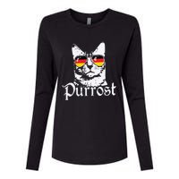 Purrost Cat Sunglasses German Flag Germany Prost Oktoberfest Womens Cotton Relaxed Long Sleeve T-Shirt