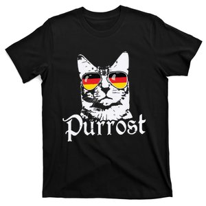 Purrost Cat Sunglasses German Flag Germany Prost Oktoberfest T-Shirt