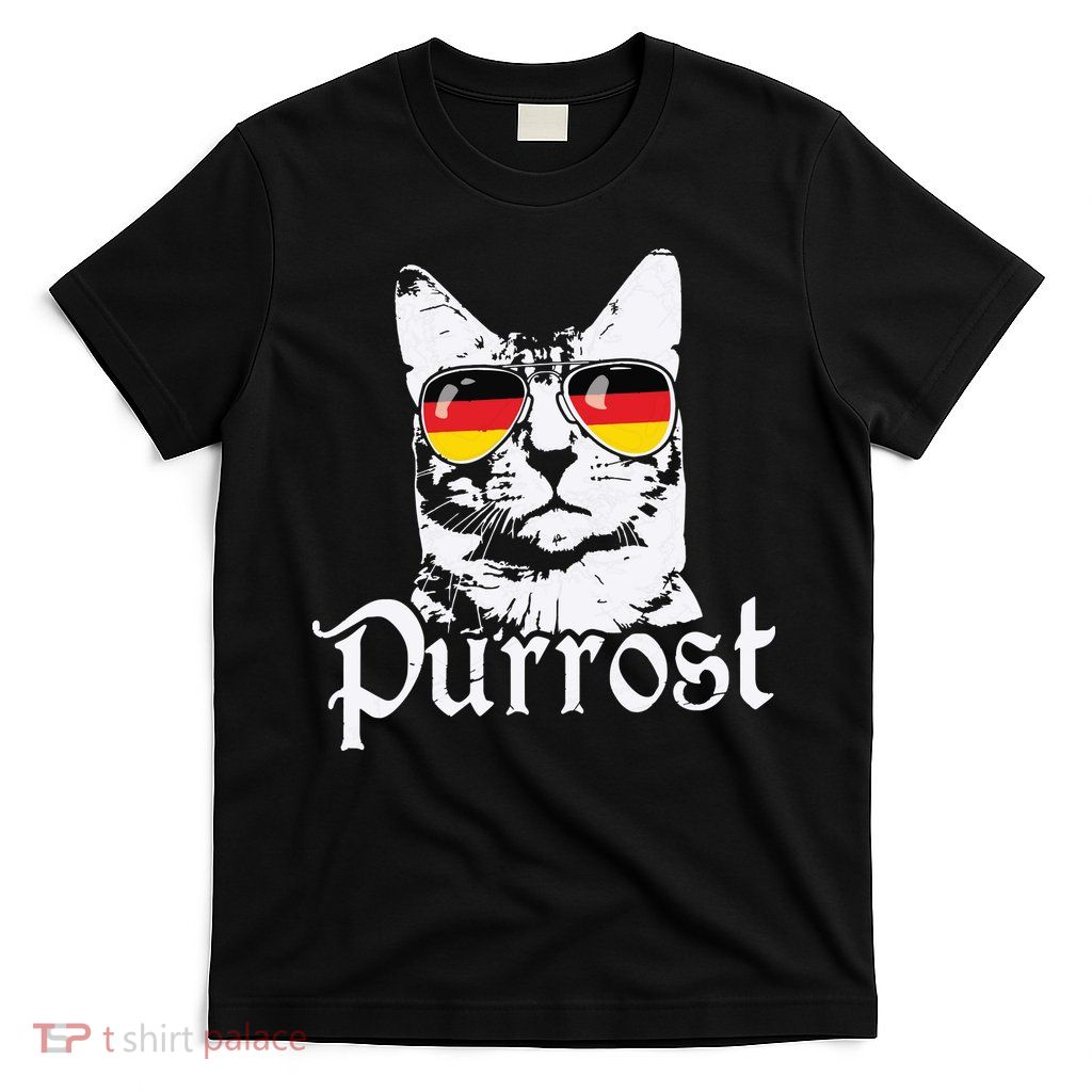Purrost Cat Sunglasses German Flag Germany Prost Oktoberfest T-Shirt