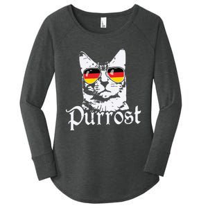 Purrost Cat Sunglasses German Flag Germany Prost Oktoberfest Women's Perfect Tri Tunic Long Sleeve Shirt