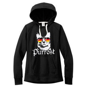 Purrost Cat Sunglasses German Flag Germany Prost Oktoberfest Women's Fleece Hoodie