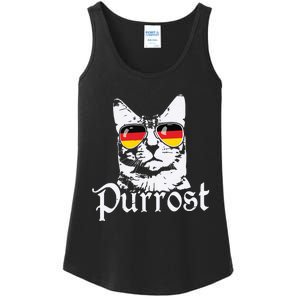 Purrost Cat Sunglasses German Flag Germany Prost Oktoberfest Ladies Essential Tank